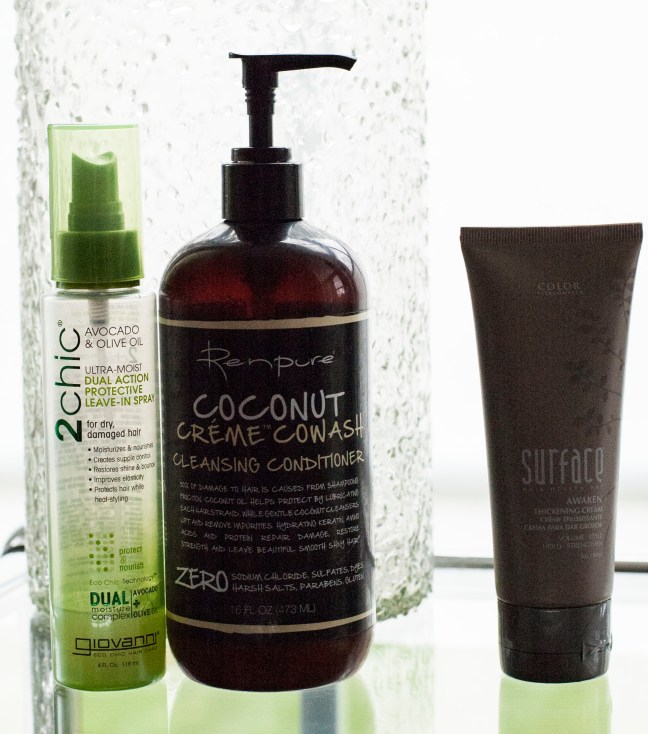 My picks for daily care are the Renpure Co-Wash and the Giovanni styling and moisturizing spray. The Surface styling cream is when I need to be a bit more, well, stylish.