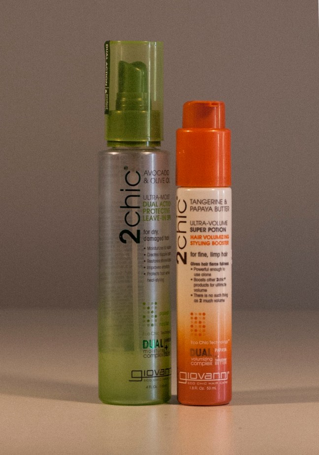 2awesome products. Click on the image to go to the 2chic site. The green line is for moisture, the orange line for volume.